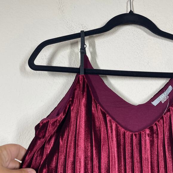 Tart Collection Size Small Maren Cami Pleated Accordion Top Deep Red Sleeveless - Picture 5 of 8
